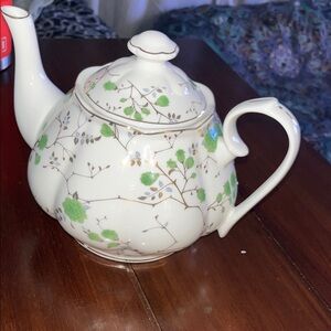 Gorgeous, Floral Teapot with Green and Blue Accents great for teatime